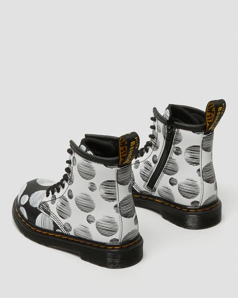 Dr Martens Toddler 1460 Polka Dot Læder Snørestøvler Børn Sort | DK 703SGL